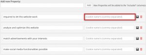 wpca tab cookie categories add cookie names field
