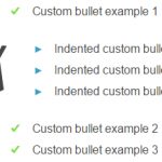 Example of custom list bullets behaving like real bullets and indented bullets