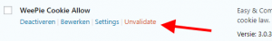 Unvalidate Weepie Cookie Allow plugin WordPress Plugins page