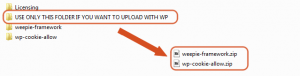 Upload WeePie Cookie Allow plugin ZIP files through the WordPress Dashboard